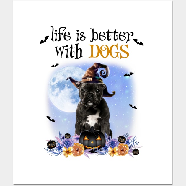 French Bulldog Witch Hat Life Is Better With Dogs Halloween Wall Art by nakaahikithuy